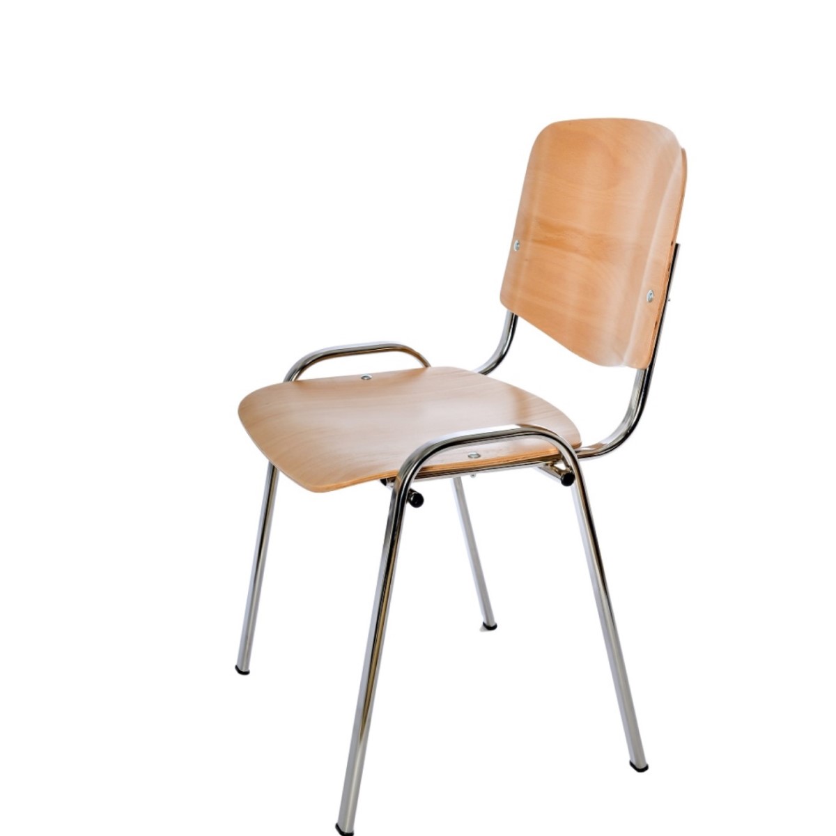 Scaun din lemn BIO pentru elevi, picioare cromate - imagine 4